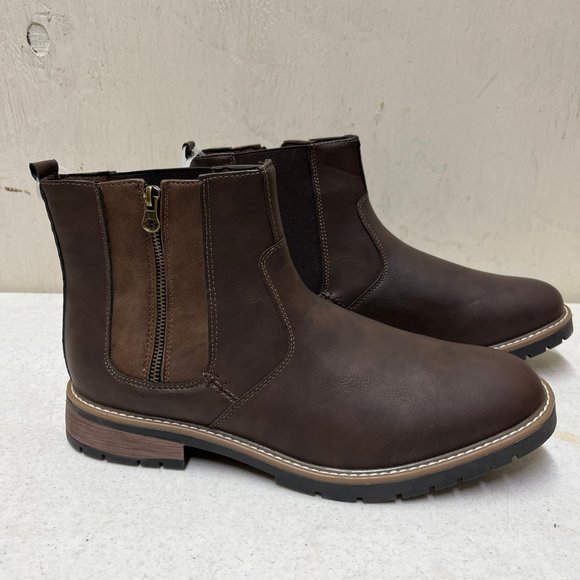 Vance Co. Pratt Boots Men's WD 13 Brown Faux Leather Side Goring Zipper Closure - Picture 2 of 12